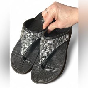 Women's Black Rhinestone Sandals